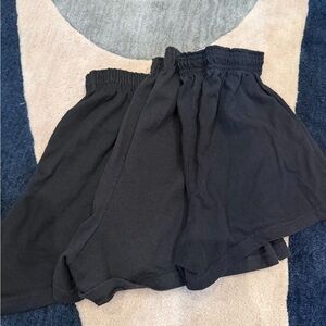 Black Elastic Waist Shorts